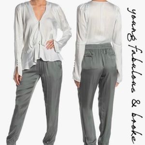 NWT Young Fabulous & Broke Ollie Satin Jogger Pant